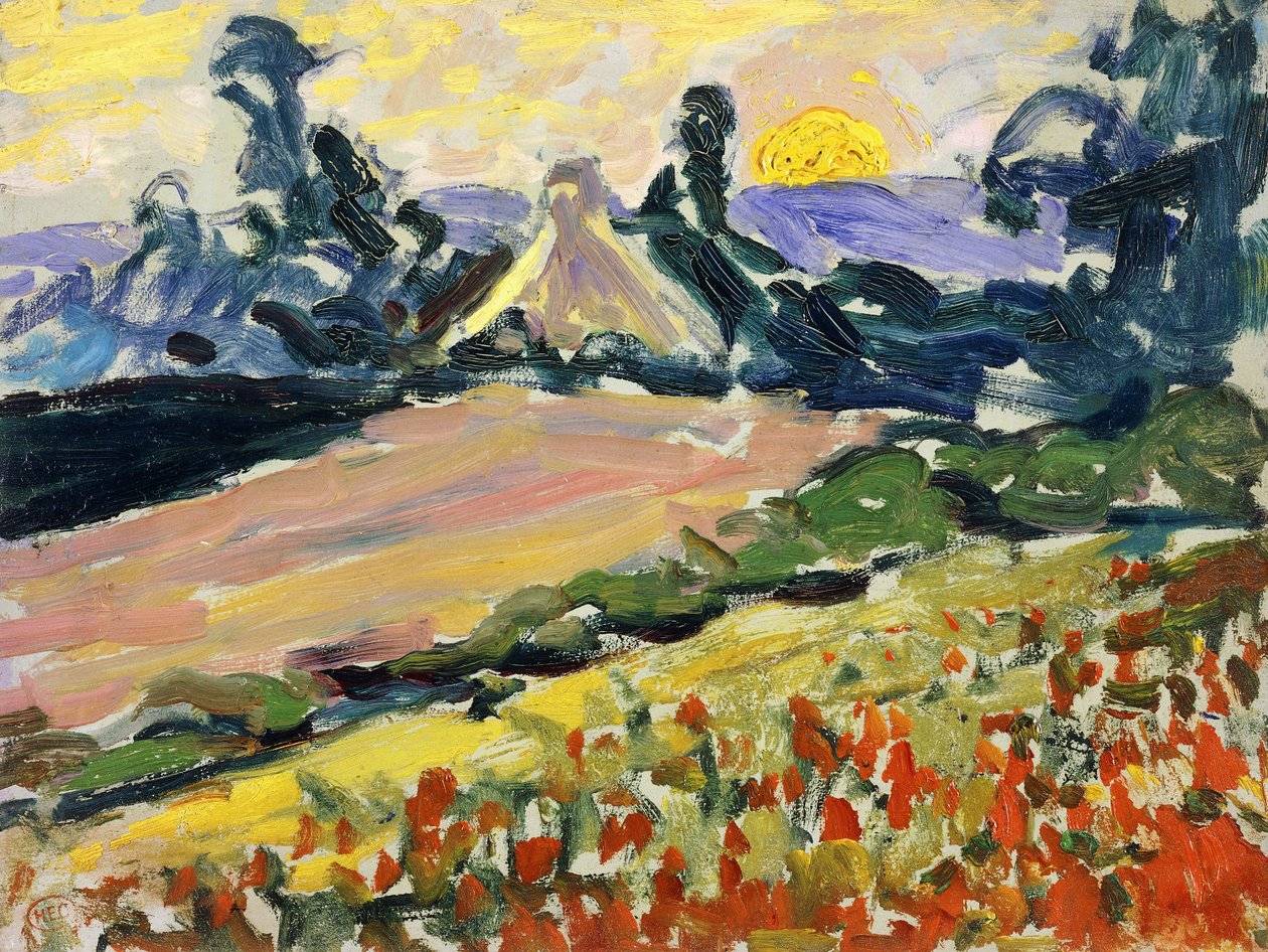 Táj naplementekor; Táj naplementekor, alkotó: Henri Edmond Cross