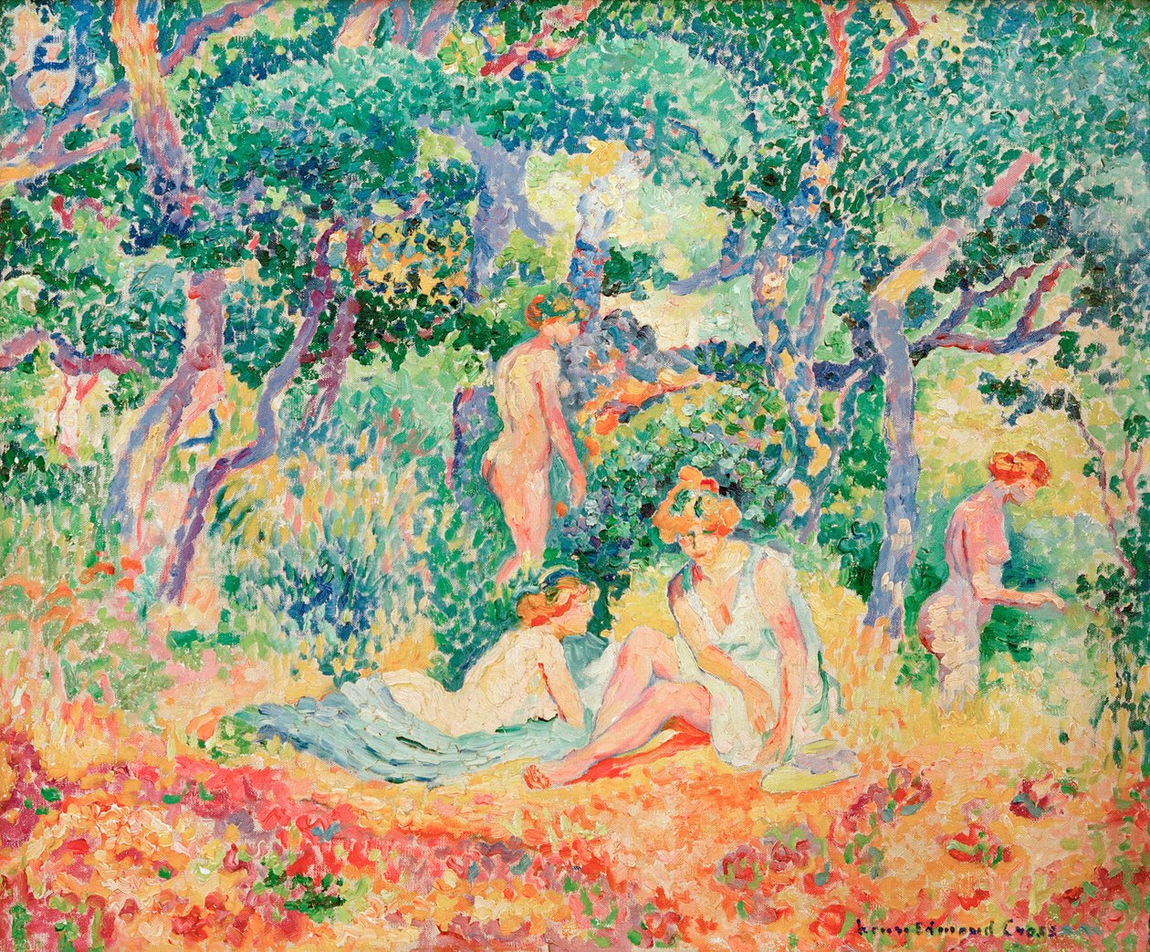 Le Bois vagy Nu sous bois, 1906-1907. alkotó: Henri Edmond Cross