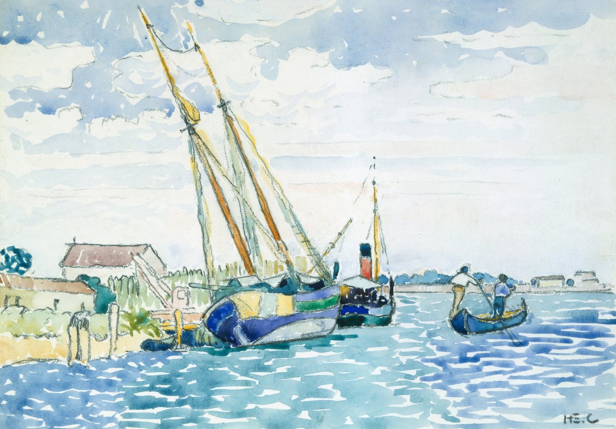 Tengeri helyszíni hajók Velence közelében, 1903. alkotó: Henri Edmond Cross