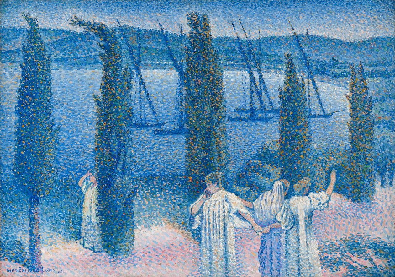 Nocturne ciprusokkal Nocturne aux cyprès, 1896. alkotó: Henri Edmond Cross