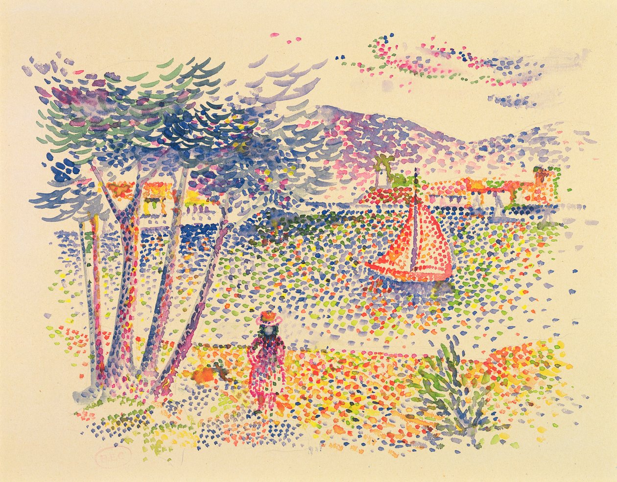 Vitorlás hajók a tengerparton alkotó: Henri Edmond Cross