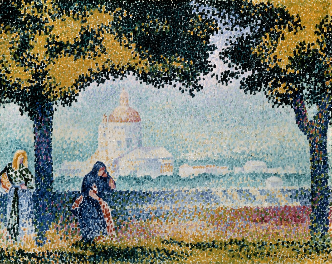 A Santa Maria degli Angeli templom Assisi közelében, 1909. alkotó: Henri Edmond Cross