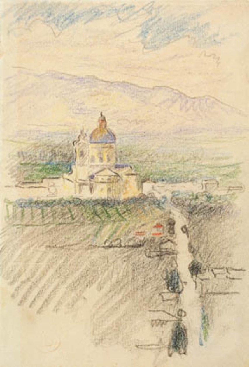 Kilátás a Santa Maria degli Angelire Assisi közelében alkotó: Henri Edmond Cross
