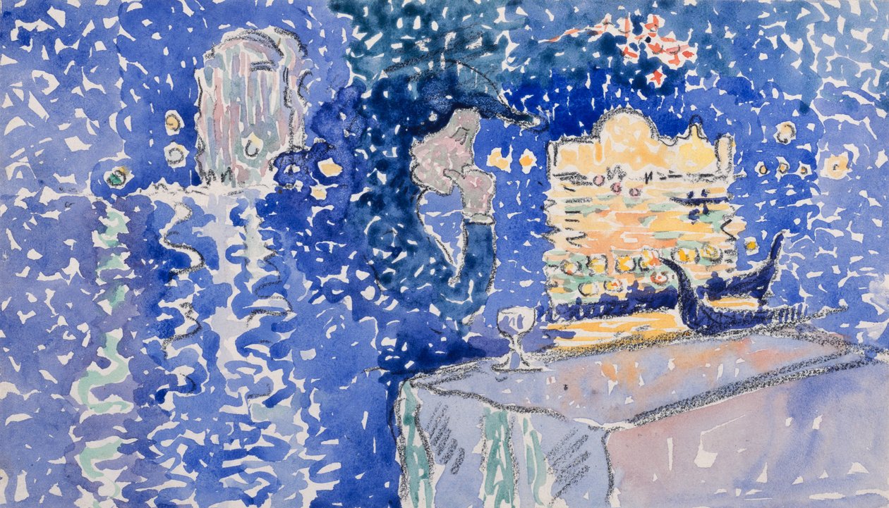 Velence: A Megváltó Ünnepének Éjszakája, 1903 (WC ceruza fölött fehér szőtt papíron) alkotó: Henri Edmond Cross
