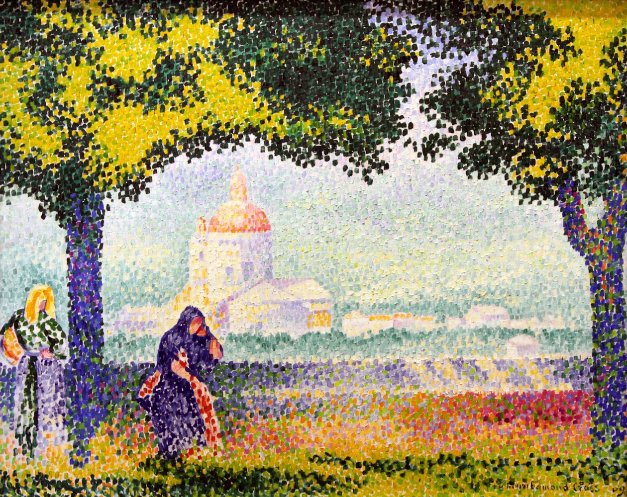 „A Santa Maria degli Angeli templom látképe Assisi közelében”, 1909 alkotó: Henri Edmond Cross