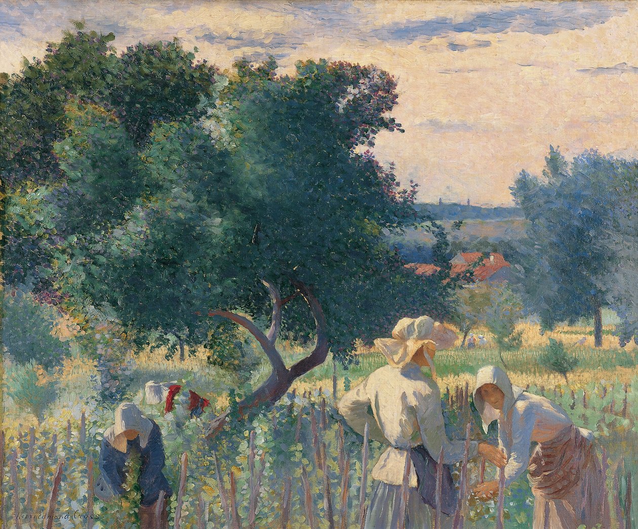 Nők kötözik a szőlőt alkotó: Henri Edmond Cross