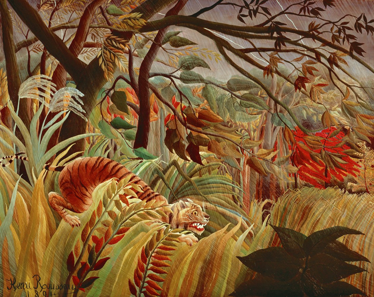 Tiger in a tropical storm (festmény vászonra) alkotó: Henri Emilien Rousseau