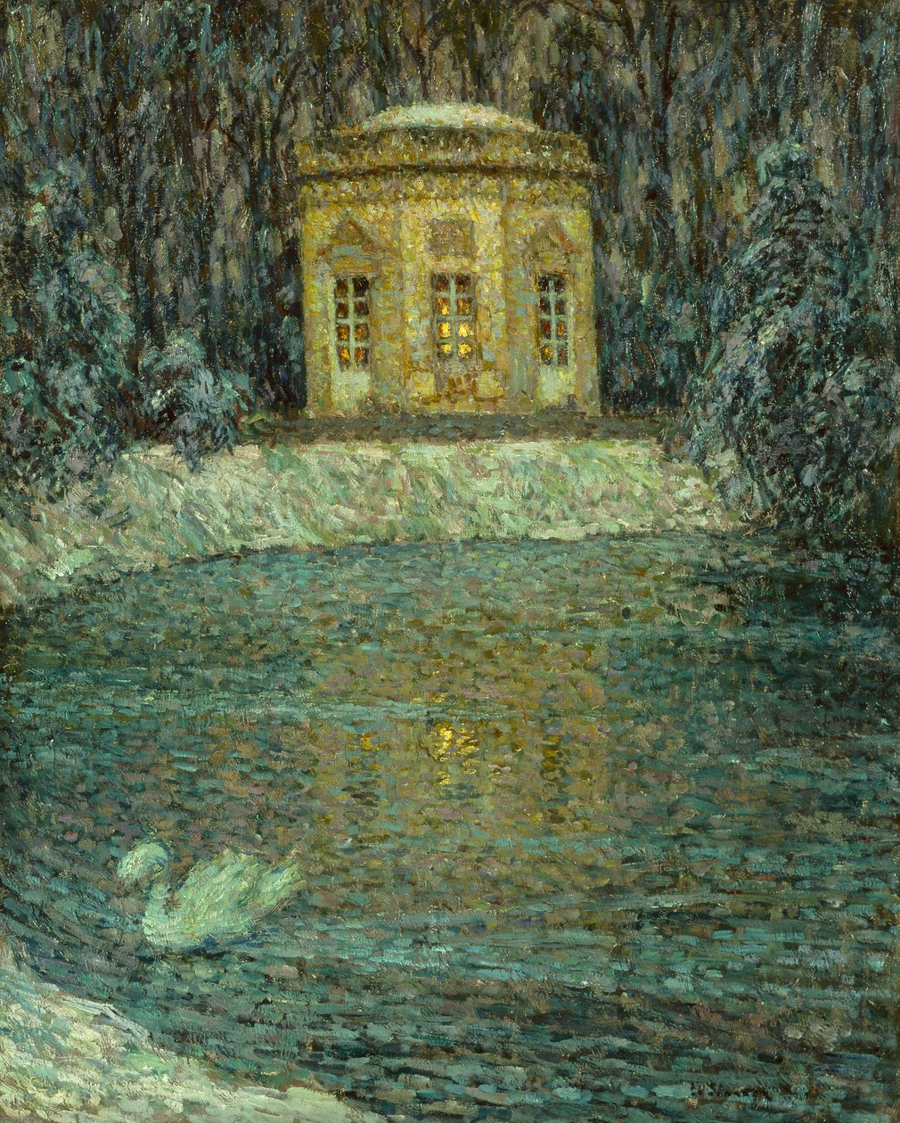 Zenepavilon a hó alatt (olaj, vászon) alkotó: Henri Eugene Augustin Le Sidaner