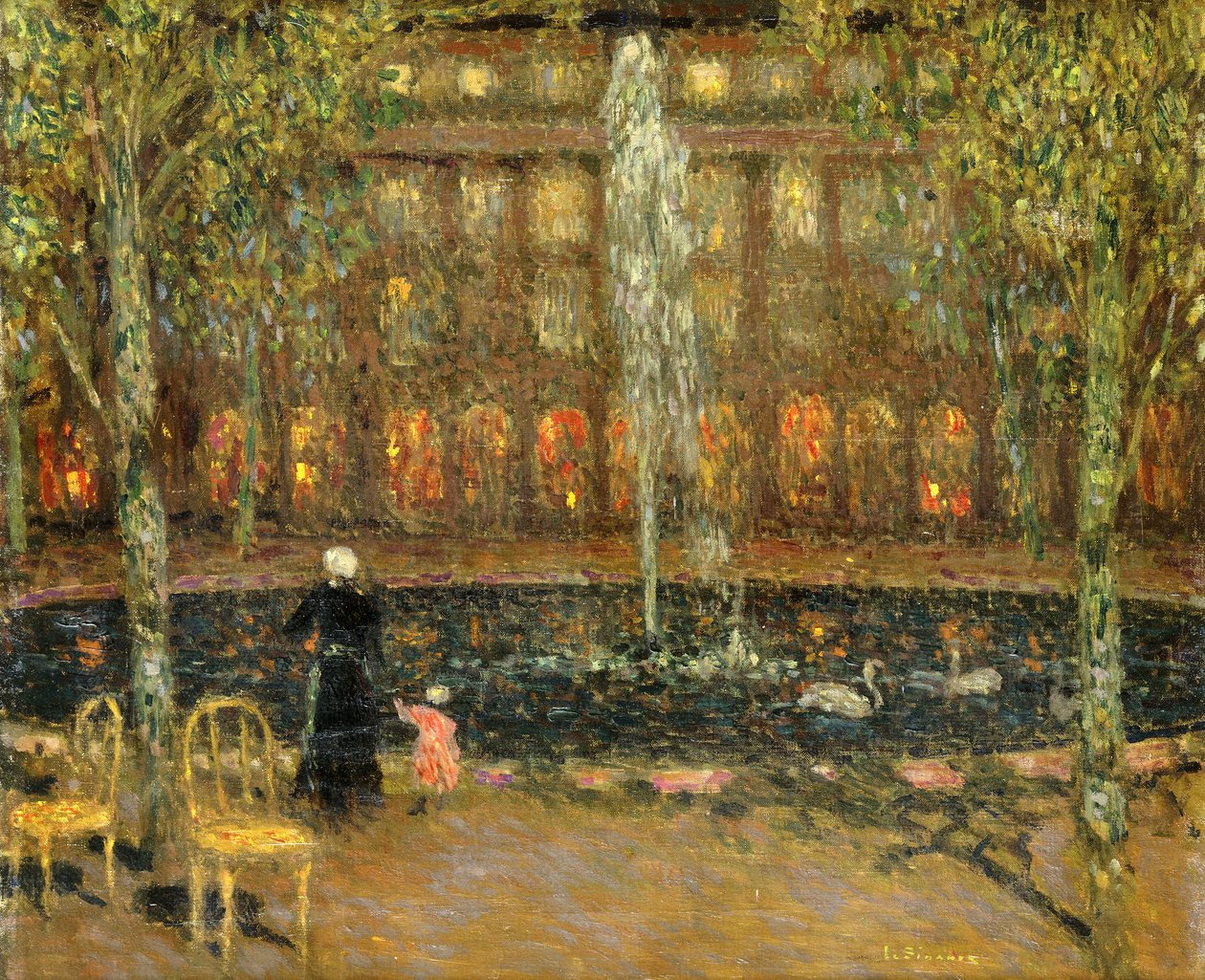 A tó a Palais Royalban; A medence a királyi palotában alkotó: Henri Eugene Augustin Le Sidaner