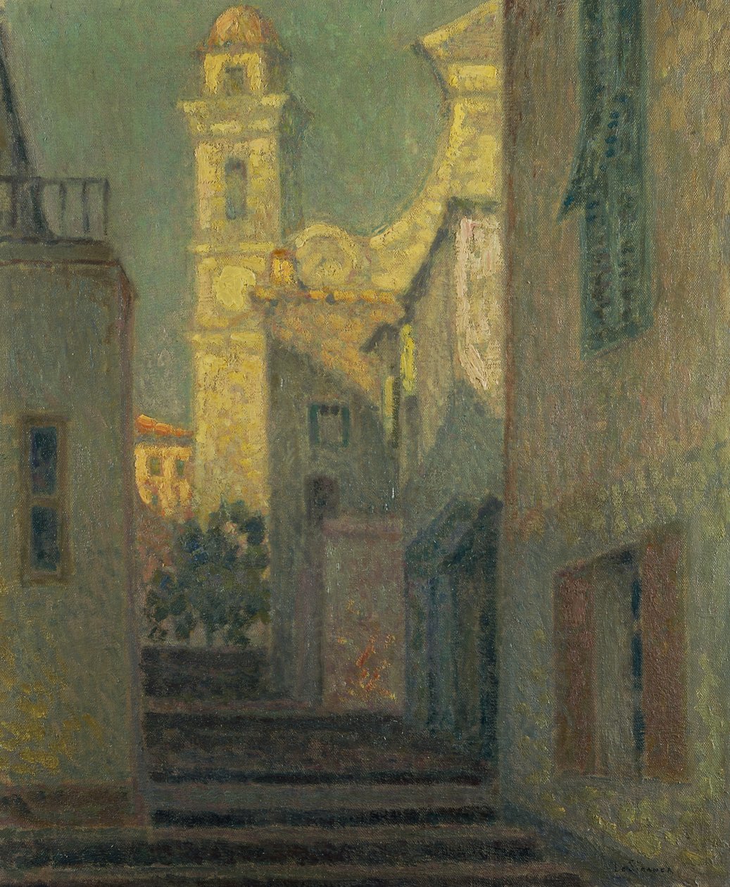 Az utca a templomhoz, Villefranche-sur-Mer alkotó: Henri Eugene Augustin Le Sidaner