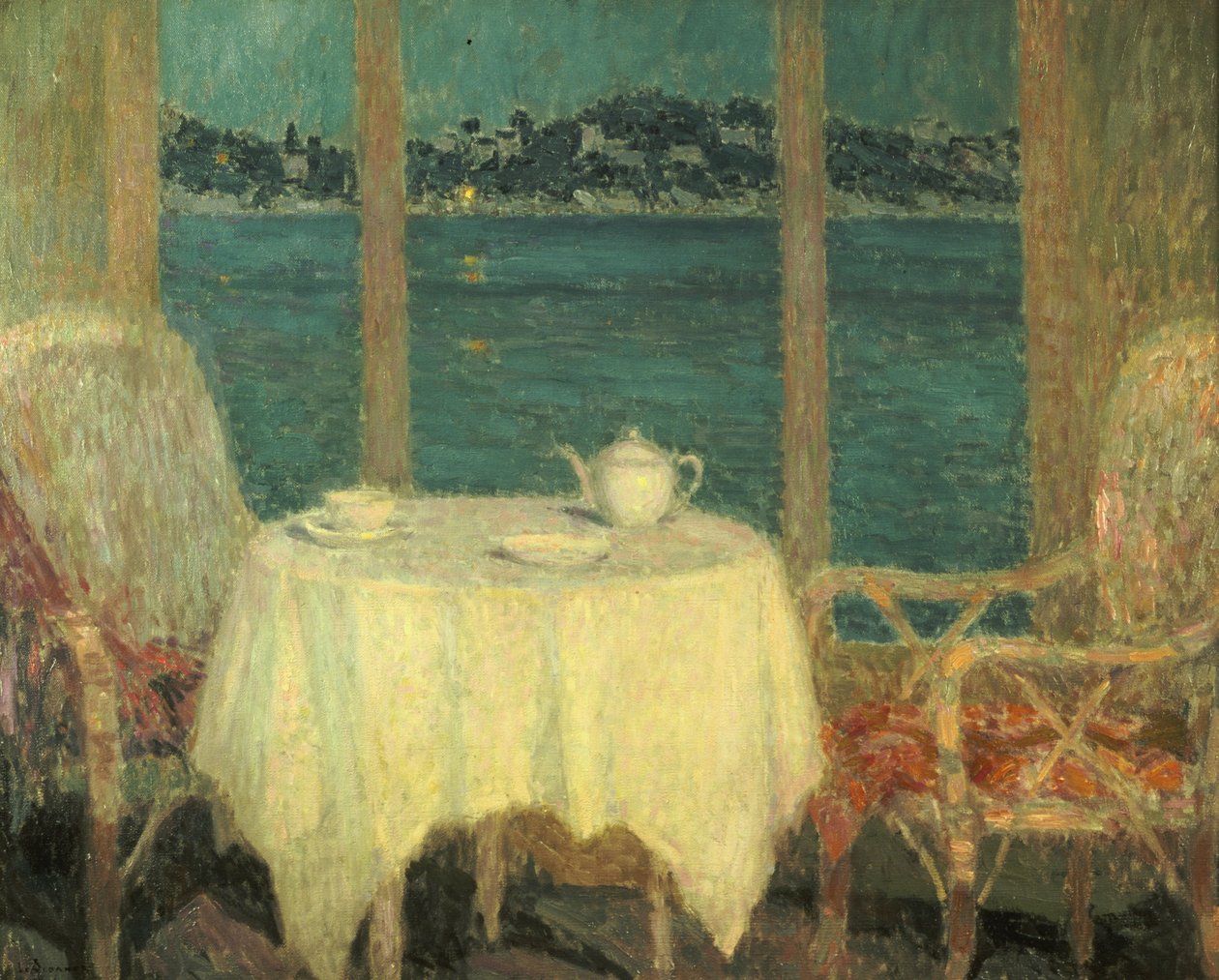 A terasz a St. Tropez-öböl előtt alkotó: Henri Eugene Augustin Le Sidaner