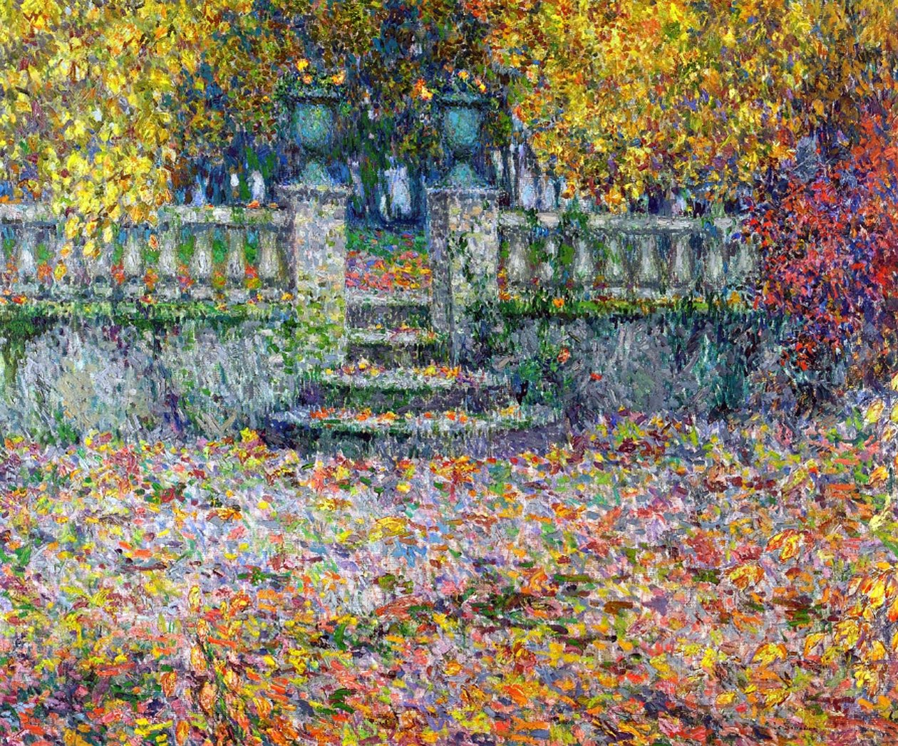 A terasz ősszel, Gerberoy alkotó: Henri Eugene Augustin Le Sidaner