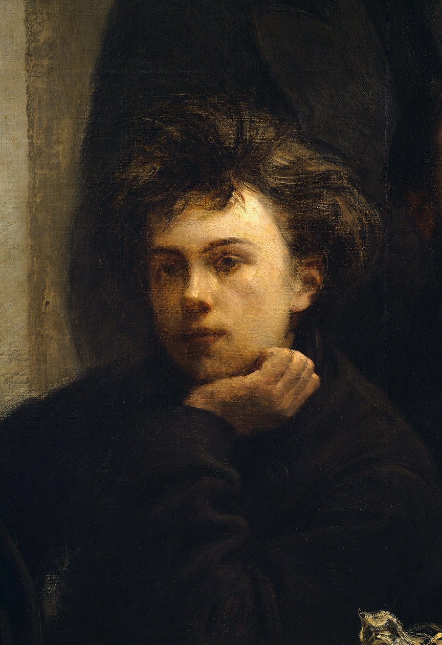Egy sarokasztal, részlet. Arthur Rimbaud (1854-1891) francia költő portréja. Henri Fantin Latour festménye (Fantin-Latour alkotó: Ignace Henri Jean Fantin Latour