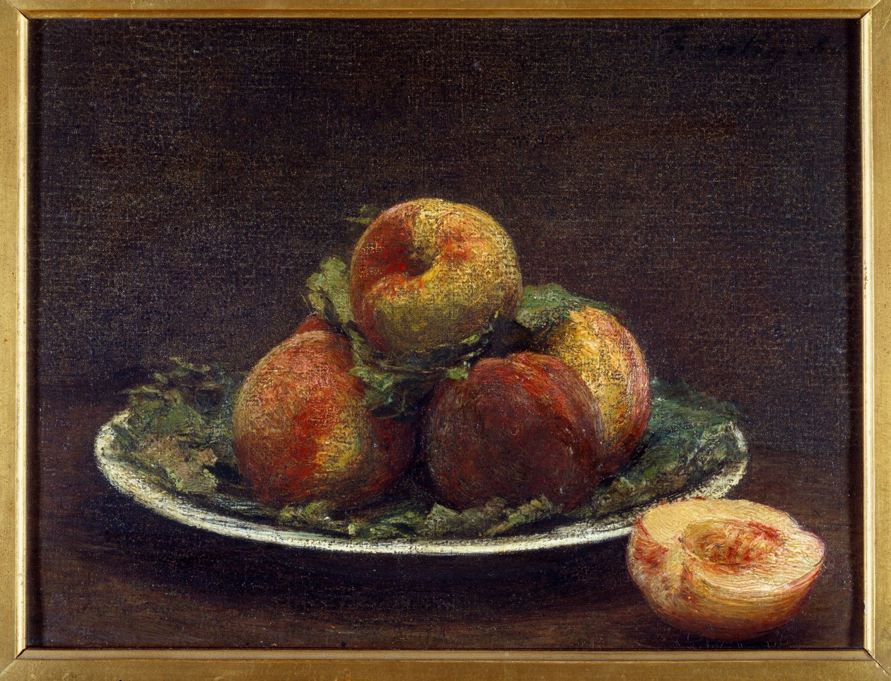 Egy tányér peches Henri Fantin Latour festménye (Fantin-Latour alkotó: Ignace Henri Jean Fantin Latour