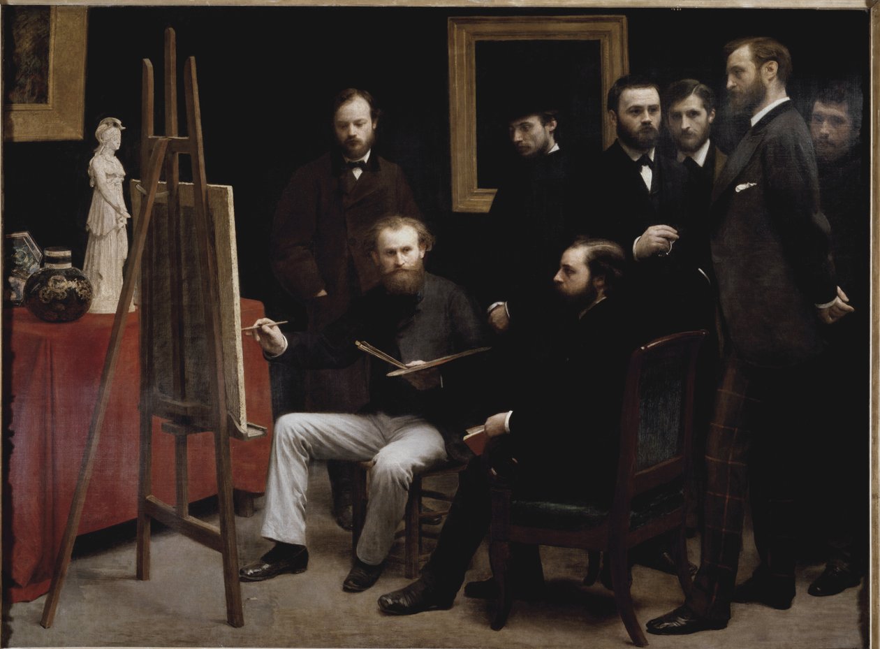 Műhely a Batignolles-ban (több művészportréval) (olaj, vászon alkotó: Ignace Henri Jean Fantin Latour
