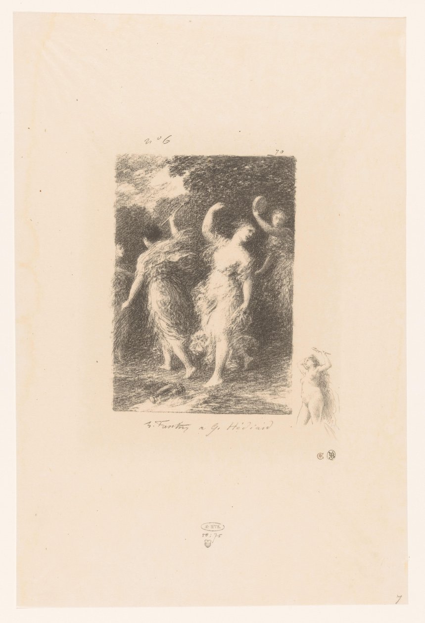 Bacchantes táncol és zenél Bacchus André Chénier versei (sorozat címe) Illustrations pour les Poésies d