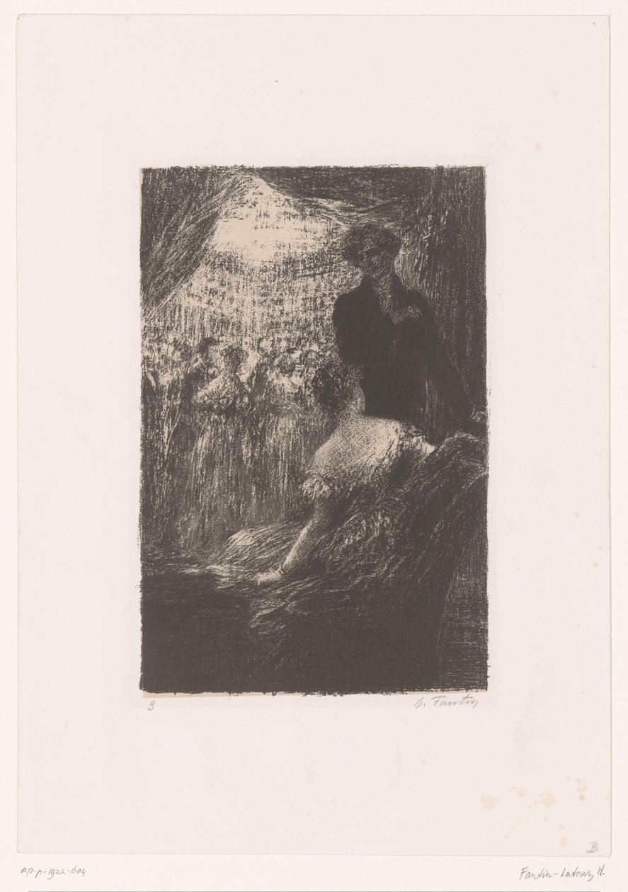 Berlioz és egy hölgy egy bálon A szimfónia fantasztikus. un ball Hector Berlioz élete és művei (sorozat címe) alkotó: Ignace Henri Jean Fantin Latour