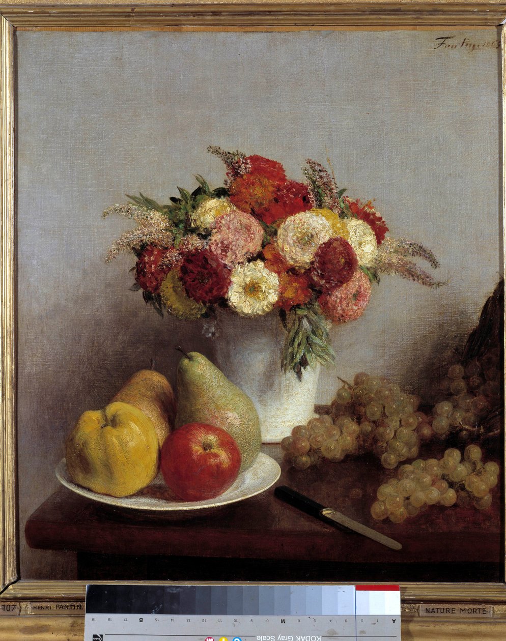 Virágok és gyümölcsök festménye, Henri Fantin Latour (Fantin-Latour alkotó: Ignace Henri Jean Fantin Latour