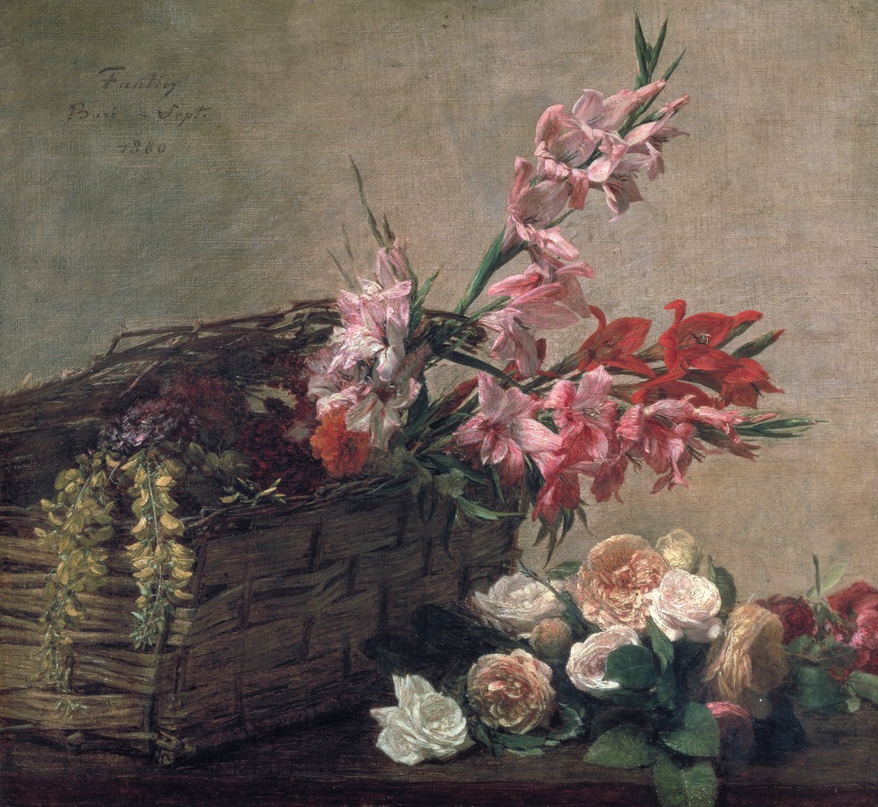 „Gladioli and Roses”, 1880 alkotó: Ignace Henri Jean Fantin Latour