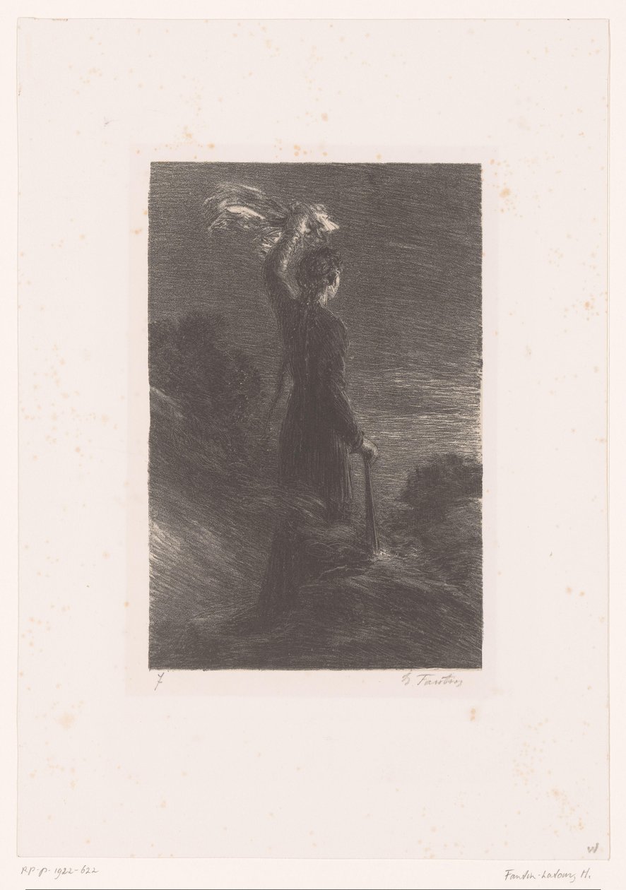 Isolde megadja Trisztánnak a megállapodott jelet Tristan és Iseult. törvény II. Jeltánc este Richard Wagner élete és művei (sorozat címe) alkotó: Ignace Henri Jean Fantin Latour
