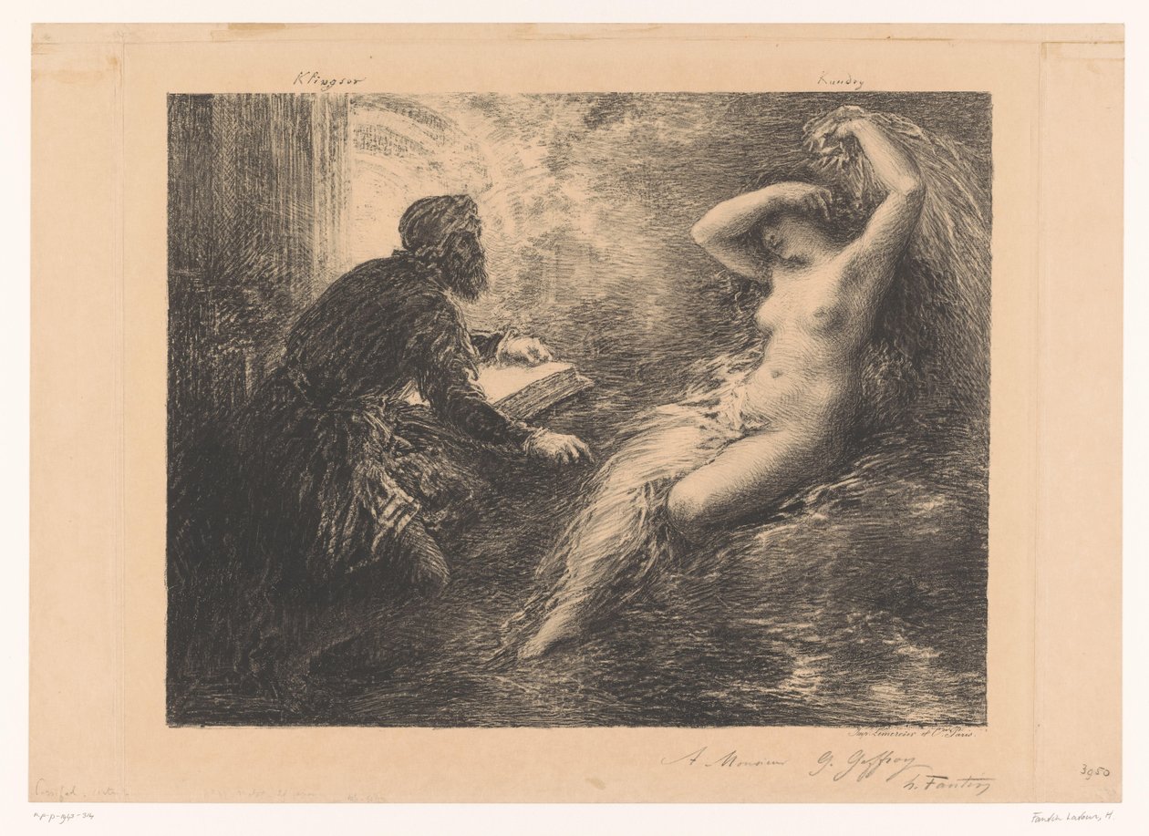 Klingsor egy varázsigével megidézi Kundryt Evocation de Kundry Klinsor Kundry (cím az objektumon) alkotó: Ignace Henri Jean Fantin Latour