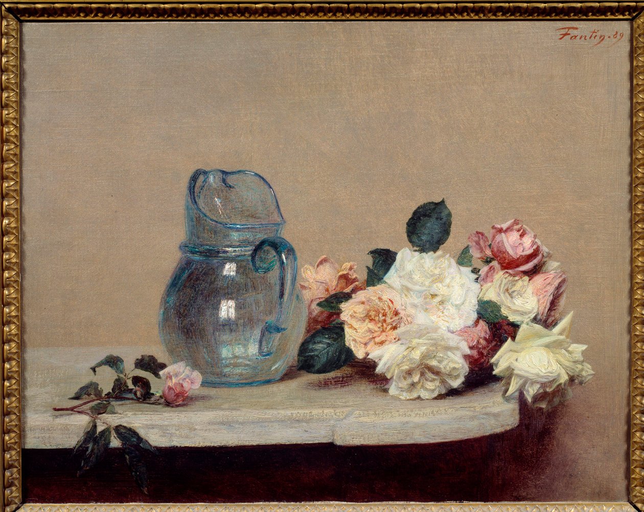 A rózsák Henri Fantin Latour festménye (Fantin-Latour alkotó: Ignace Henri Jean Fantin Latour