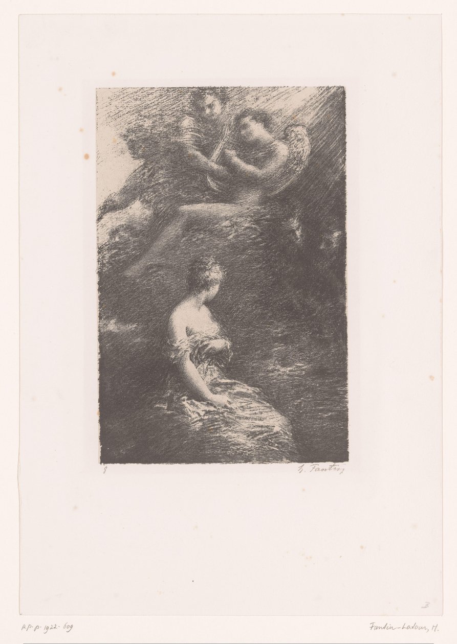 Marguerite megjelenik Faustnak és Mephistonak a mennyből Faust kárhozata. Marguerite jelenése Hector Berlioz élete és művei (sorozat címe) alkotó: Ignace Henri Jean Fantin Latour
