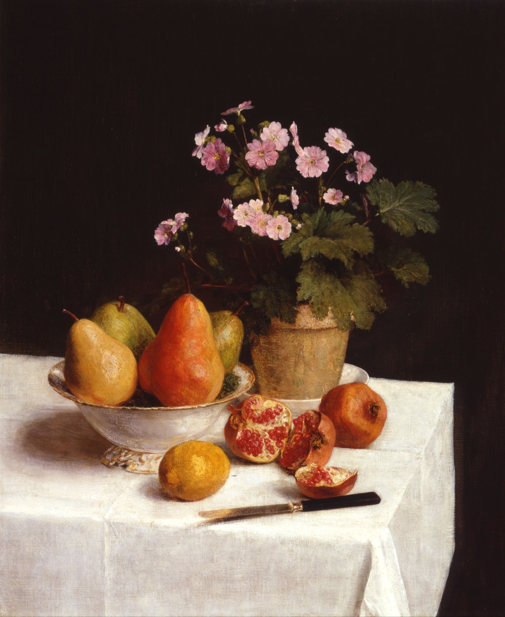 Nature morte (primrózsa, körte és gránátalma) Csendélet (primrózsa, körte és gránátalma) alkotó: Henri Fantin Latour