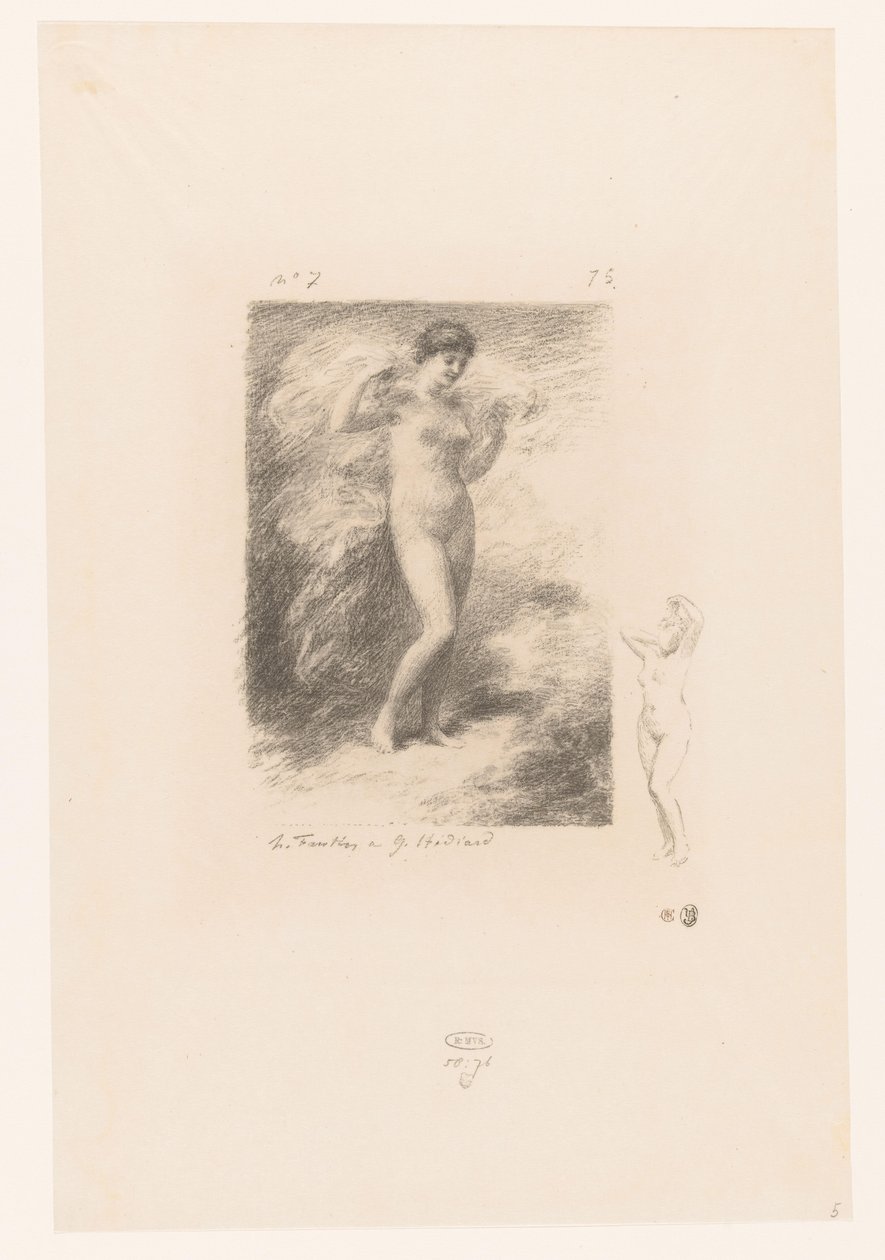 Néere met wapperende sluier Neere Gedichten van André Chénier (sorozat címe) Illusztrációk André Chénier verseihez (sorozat címe) alkotó: Ignace Henri Jean Fantin Latour