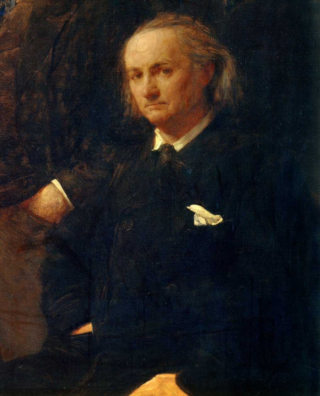 Charles Baudelaire portréja - részlet a következőről: "" Tisztelet Eugene Delacroix előtt"" Henri Fantin Latour festménye (Fantin-Latour alkotó: Ignace Henri Jean Fantin Latour