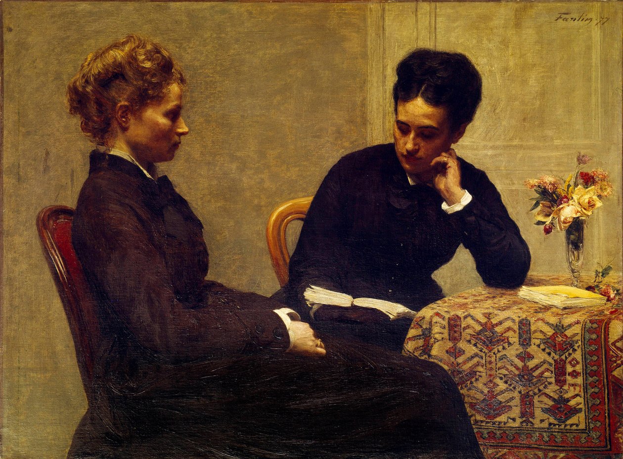 Olvasás Egy nő egy fiatal vaknak olvas alkotó: Ignace Henri Jean Fantin Latour