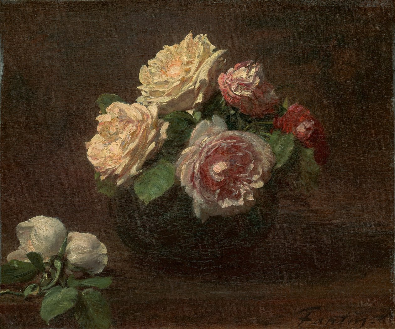Rózsák egy tálban, 1881. alkotó: Ignace Henri Jean Fantin Latour