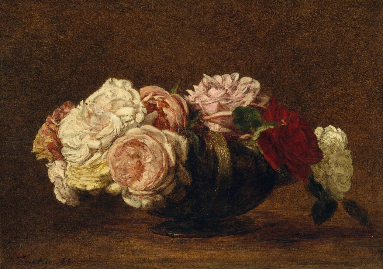 Rózsák egy tálban, 1883. alkotó: Ignace Henri Jean Fantin Latour