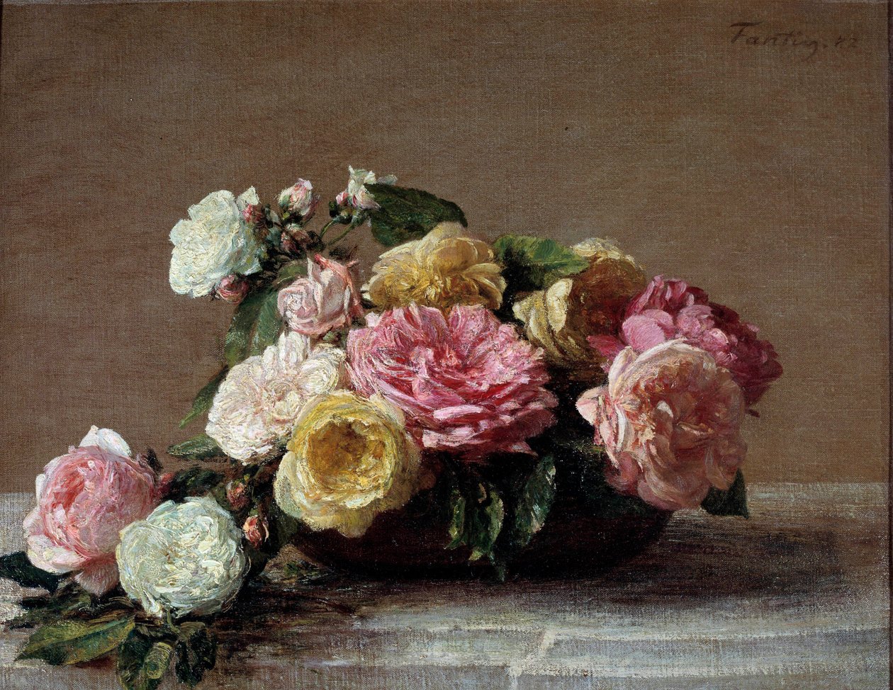 Henri Fantin Latour festménye Rózsa csészében (Fantin-Latour alkotó: Ignace Henri Jean Fantin Latour