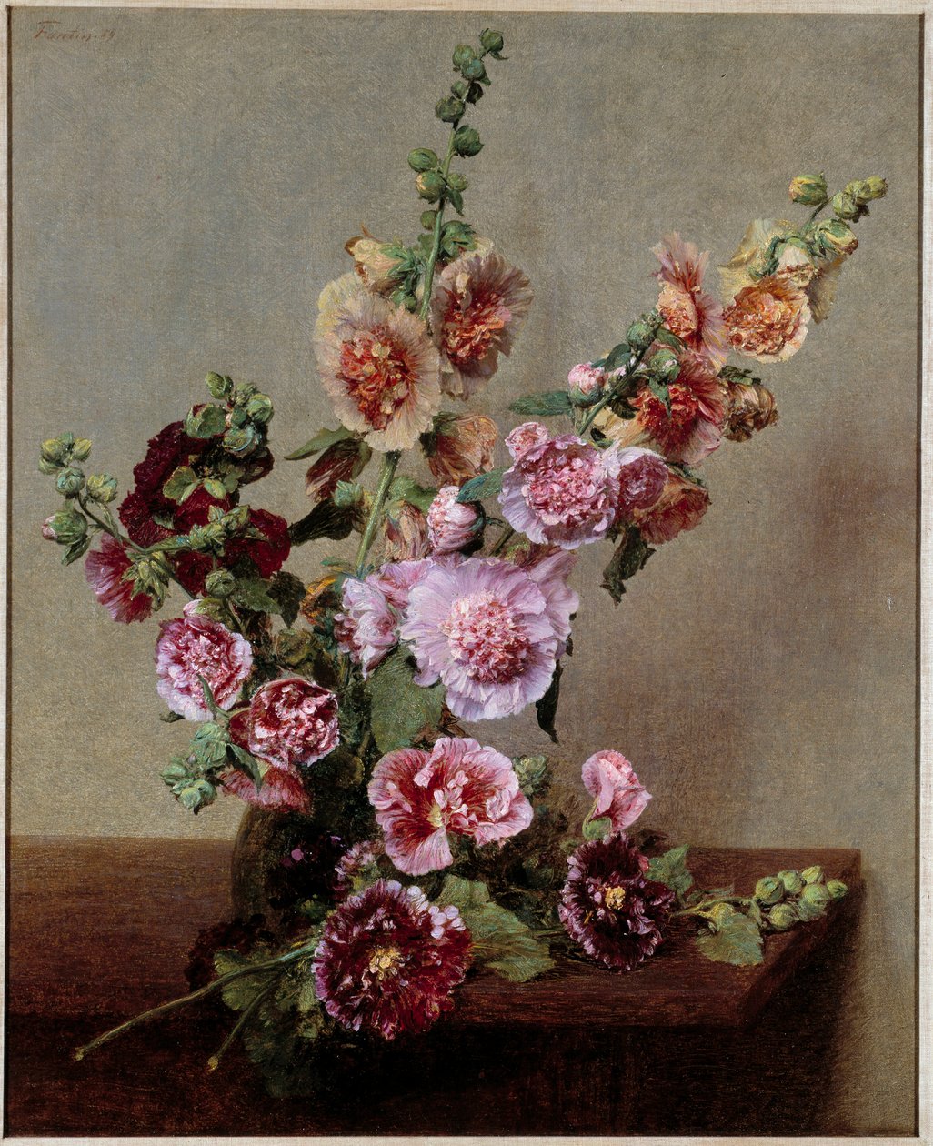Roses tremieres Henri Fantin Latour festménye (Fantin-Latour alkotó: Ignace Henri Jean Fantin Latour