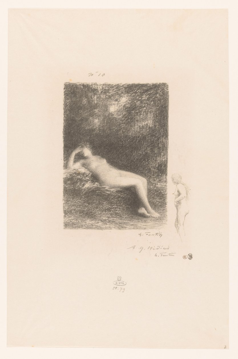 Slapende waternimf Tudom, amikor délben megkívánják az árnyékot XXVII Gedichten van André Chénier (sorozat címe) Illusztrációk André Chénier verseihez (sorozat címe) alkotó: Ignace Henri Jean Fantin Latour