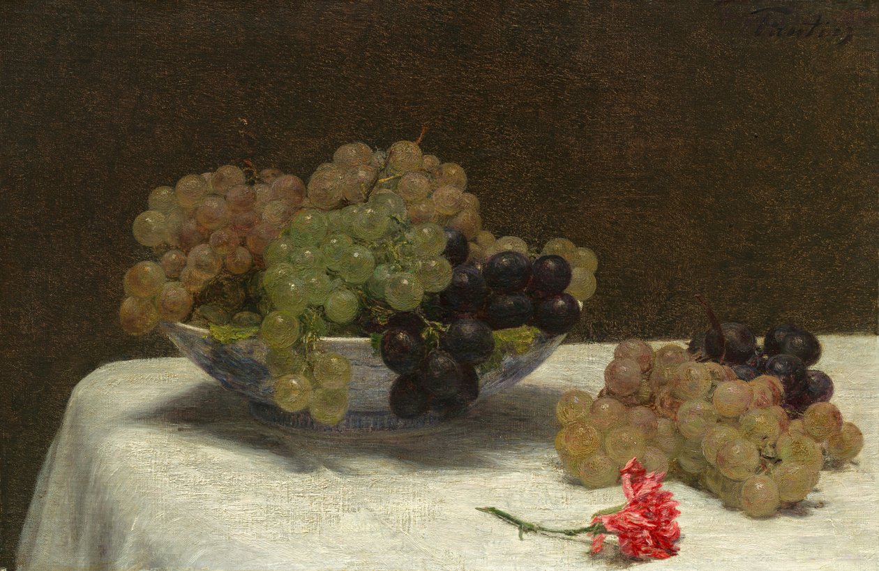 Csendélet szőlővel és szegfűvel alkotó: Ignace Henri Jean Fantin Latour