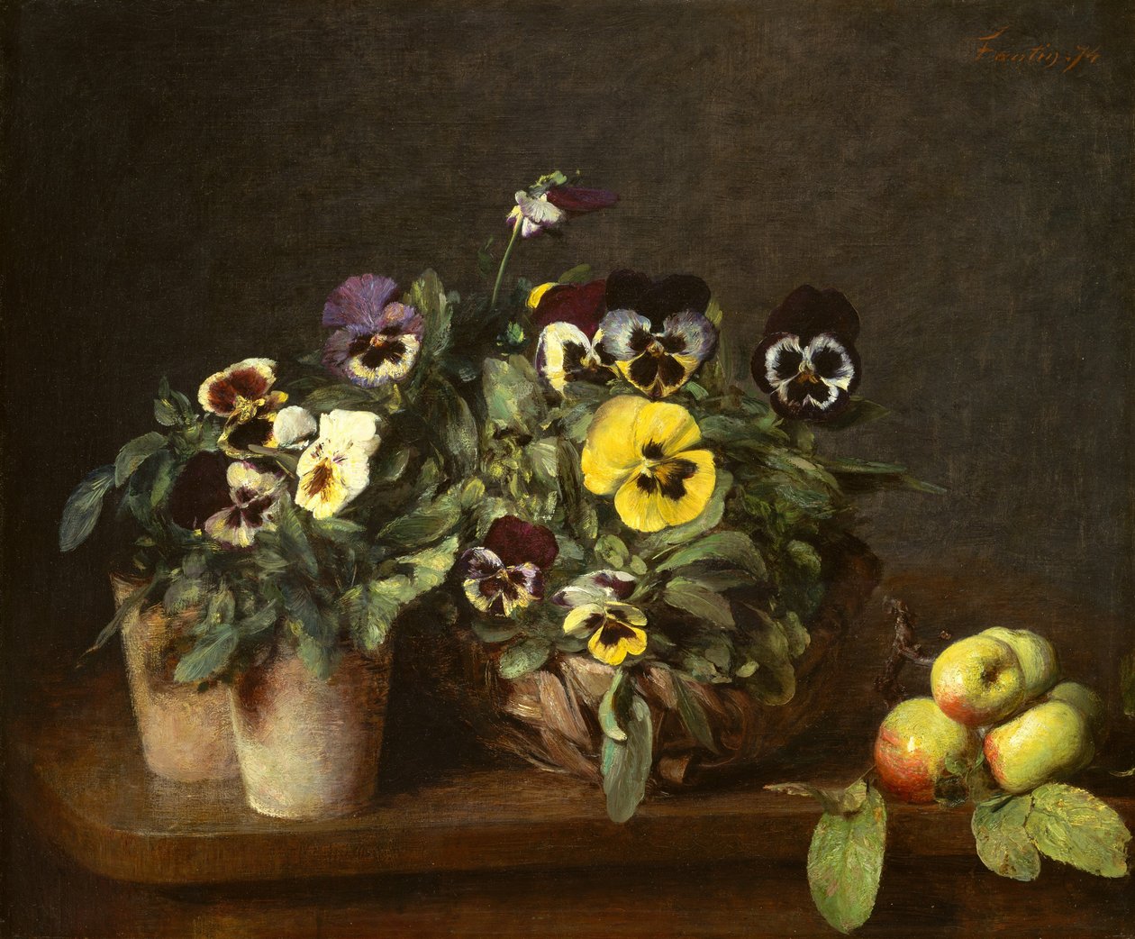 Csendélet árvácskákkal, 1874. alkotó: Ignace Henri Jean Fantin Latour