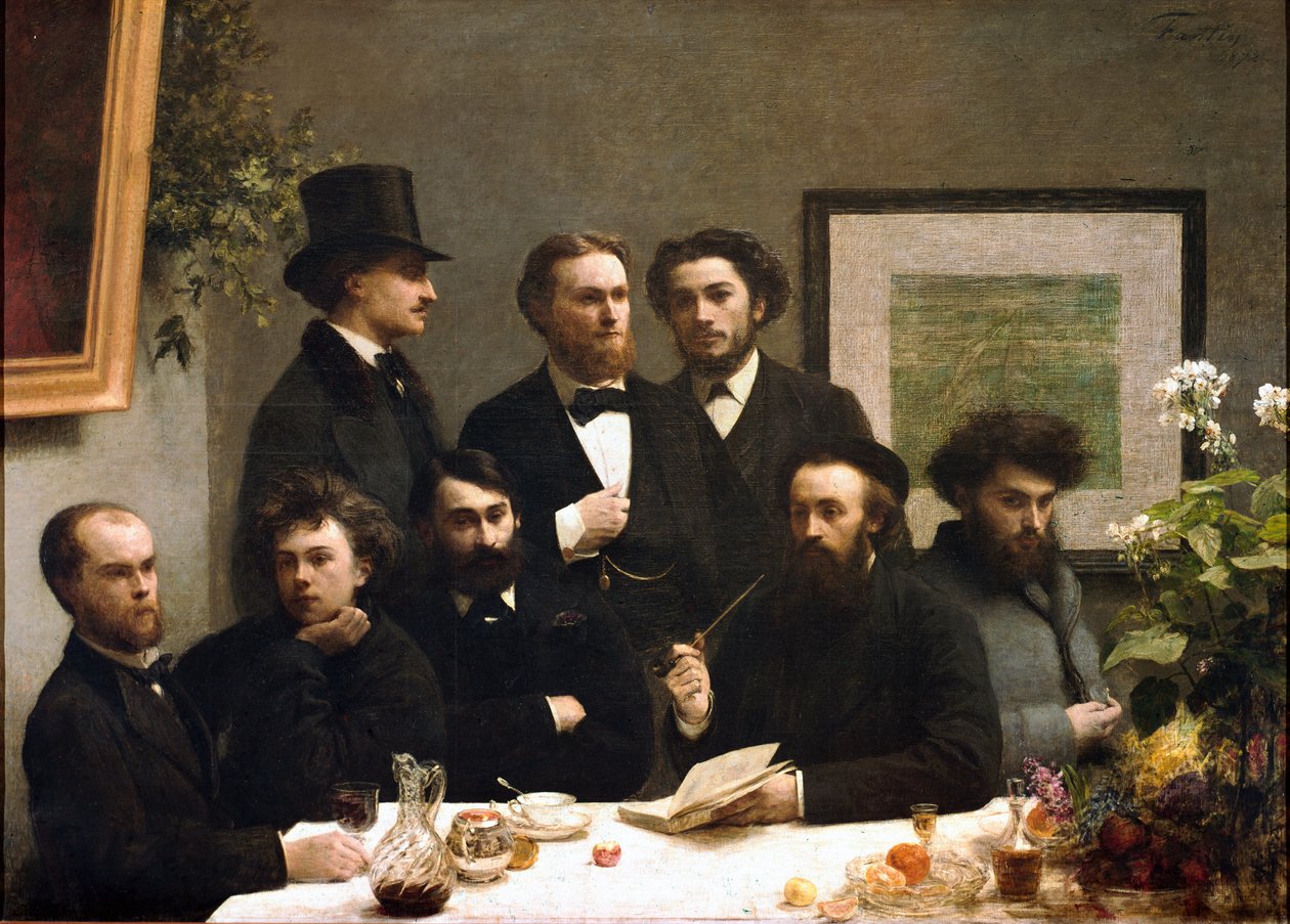 Asztalsarok: balról jobbra: Paul Verlaine, Arthur Rimbaud, Elzear Bonnier, Leon Valade, Emile Blemont, Jean Aicart, Ernest d