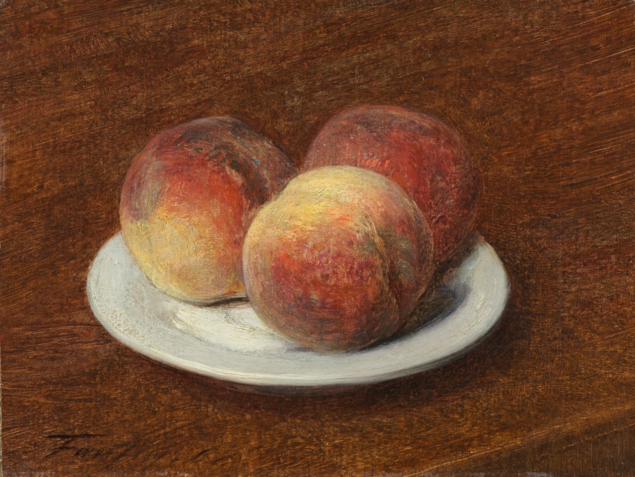 Három őszibarack egy tányéron alkotó: Ignace Henri Jean Fantin Latour
