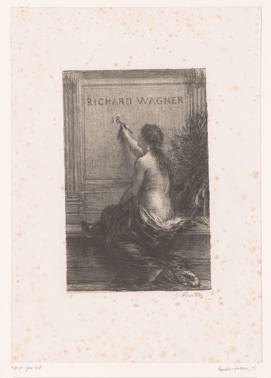 Címnyomat: Richard Wagner, sa vie et ses œuvres Richard Wagner (cím a tárgyon) Halhatatlanság Richard Wagner élete és művei (sorozat címe) alkotó: Ignace Henri Jean Fantin Latour