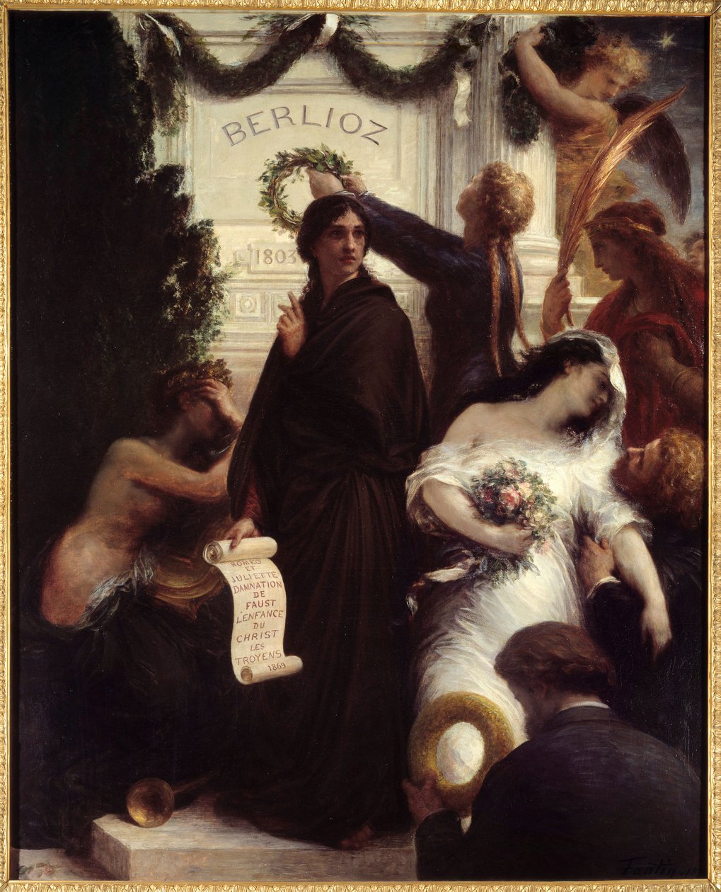 Tisztelet Berlioz előtt. Hector Berlioz francia zeneszerző (1803-1869). Henri Fantin-Latour festménye (Fantin Latour alkotó: Ignace Henri Jean Fantin Latour