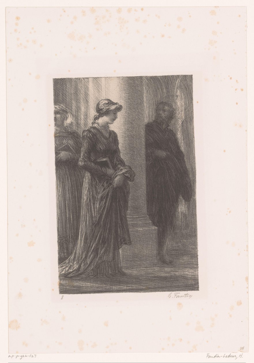 Walther von Stolzing észreveszi Eva Pognert a templomban Nürnberg mesterénekesei. I. felvonás. Rencontre de Walther et d