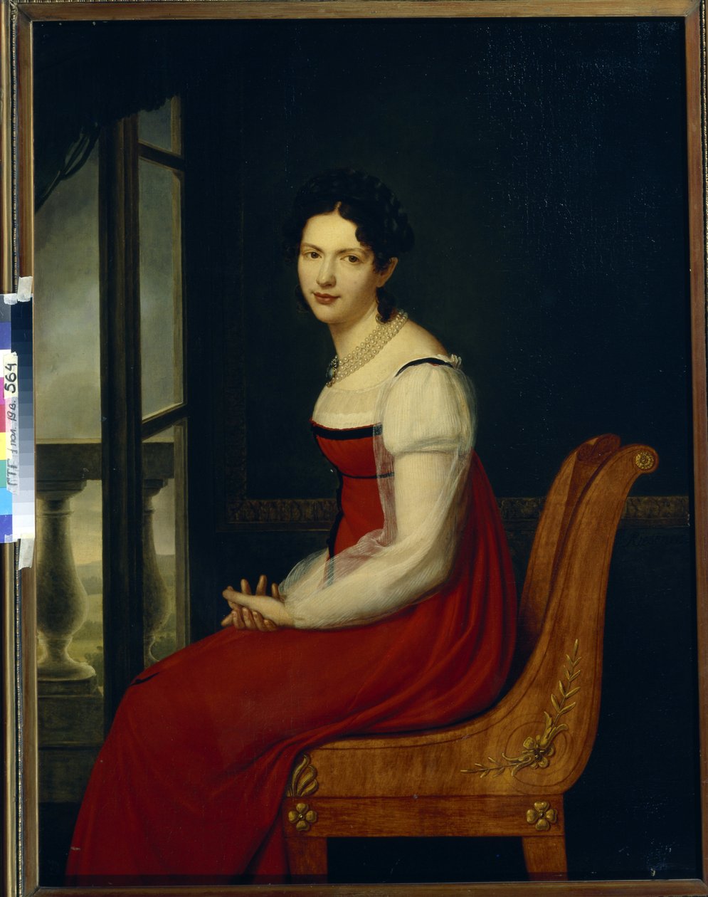 Varvara Szergejevna Dolgorukova hercegnő portréja, szül.: Gagarina (1793-1833) (Varvara Szergejevna Dolgorukova hercegnő) - Henri Francois Riesener (1767-1828) festménye, olaj, vászon (96,8x125 cm) alkotó: Henri Francois Riesener
