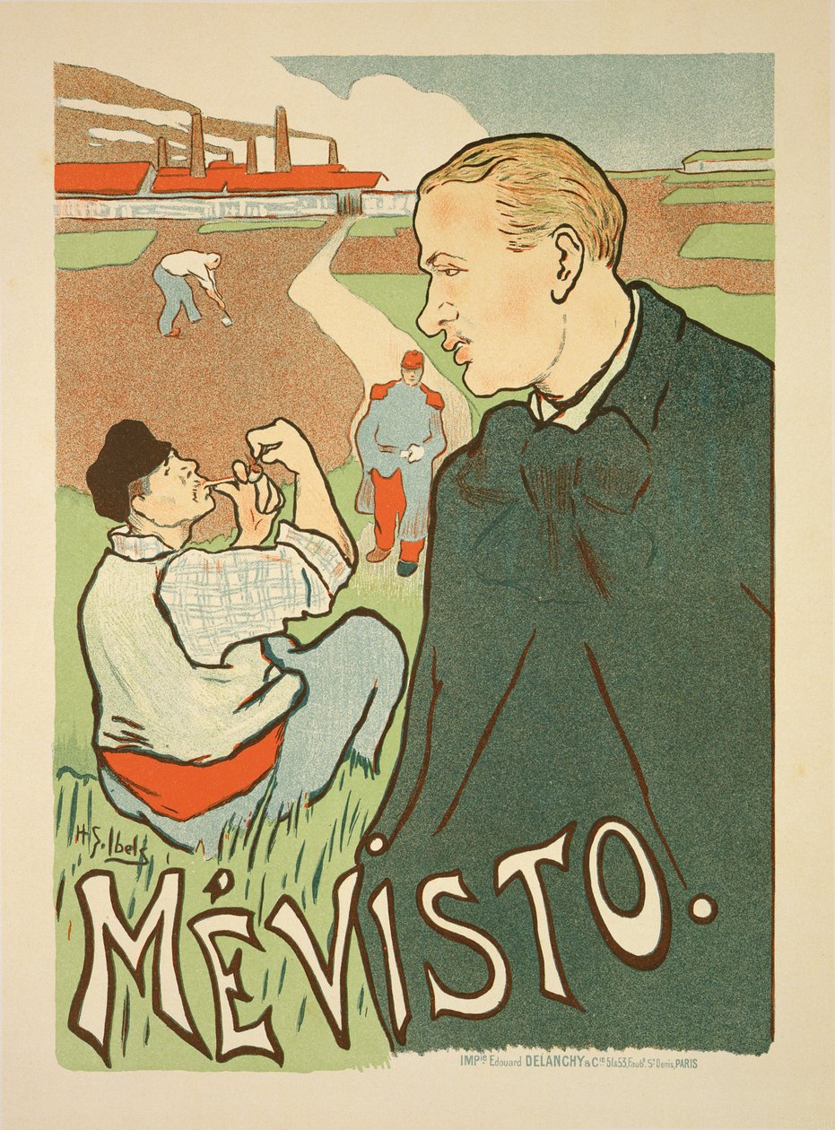 A „Mevisto”-t reklámozó plakát reprodukciója, Párizs alkotó: Henri Gabriel Ibels