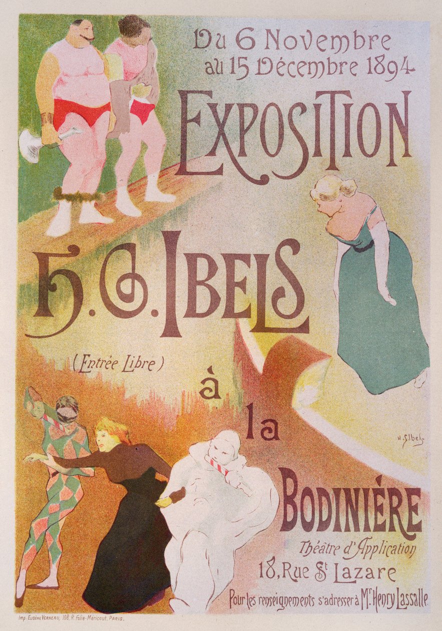 H. G. Ibels kiállítását hirdető plakát reprodukciója a Bodinierében, Rue St Lazare-ban, Párizs, 1894 (lásd: 126852) alkotó: Henri Gabriel Ibels