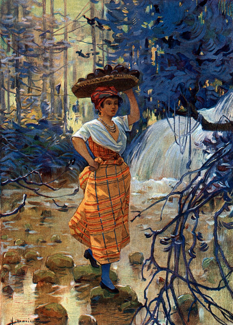Kreol fiatal nő portréja a Francia Antillákról alkotó: Henri Gaston Darien