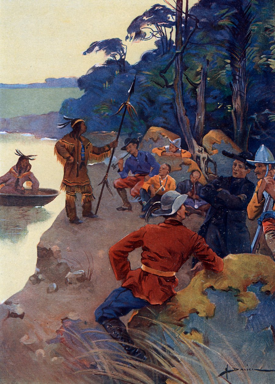 Az első európai telepesek a Szent Lőrinc folyó partján, a mai Quebec XVI-XVII. század (Európai telepesek a Szent Lőrinc folyó partján alkotó: Henri Gaston Darien