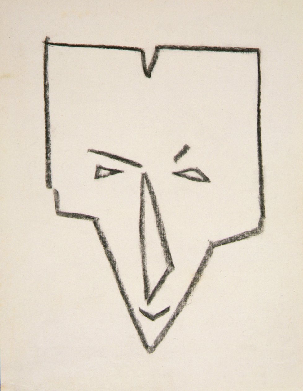 Etnikai maszk fej (fekete kréta papíron) alkotó: Henri Gaudier Brzeska