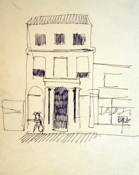 London Street figurákkal; Női Promenader alkotó: Henri Gaudier Brzeska
